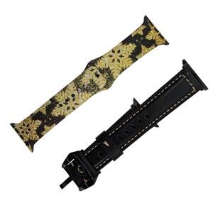 Posh Tech Apple Watch Band Black Yellow White Set of 2